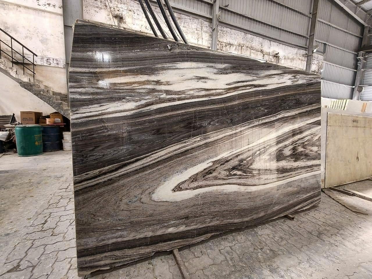 The same Indian marble block, polished into a finished slab under Venora Stone's supervision